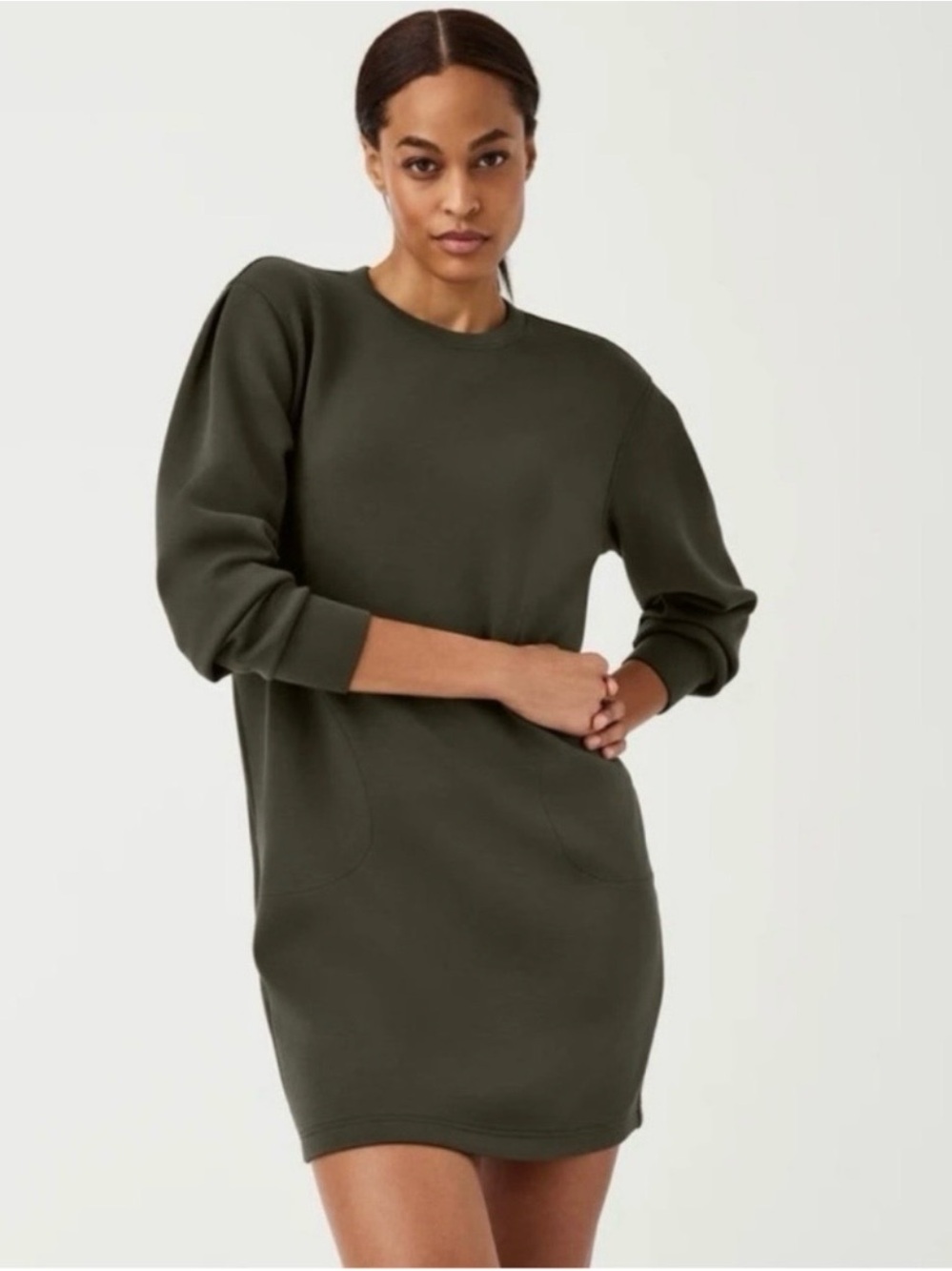 Spanx Airessentials Olive Green Long Sleeve Dress